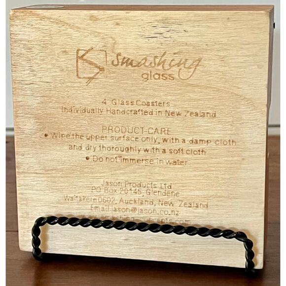 Smashing Glass Kiwi Moon Abalone Coasters Handcrafted New Zealand Box Set of 4 - Picture 12 of 15